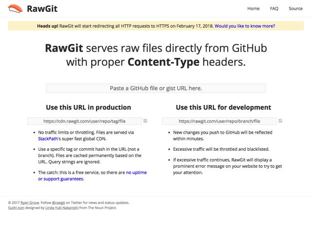 RawGit-将GitHub的Raw文件转为CDN格式直接存取使用